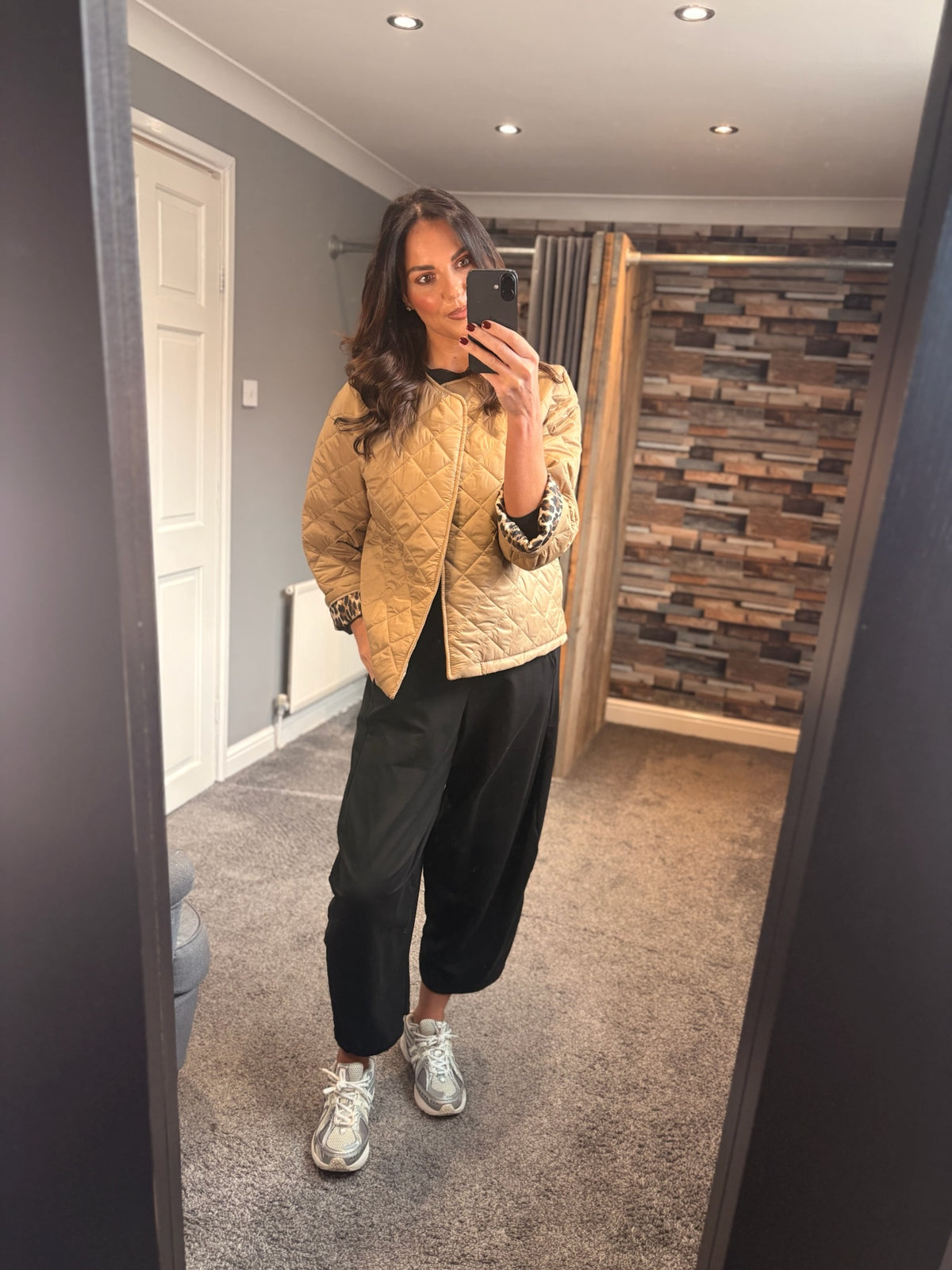 Camel Leopard Padded Jacket