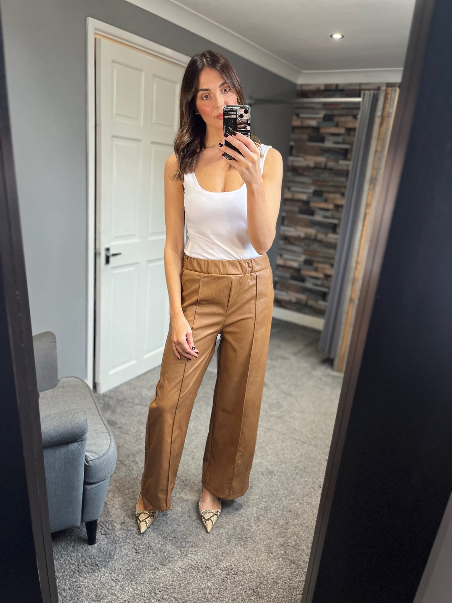 PU Wide Leg Trousers