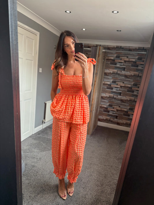 Gingham Brights Tie Top