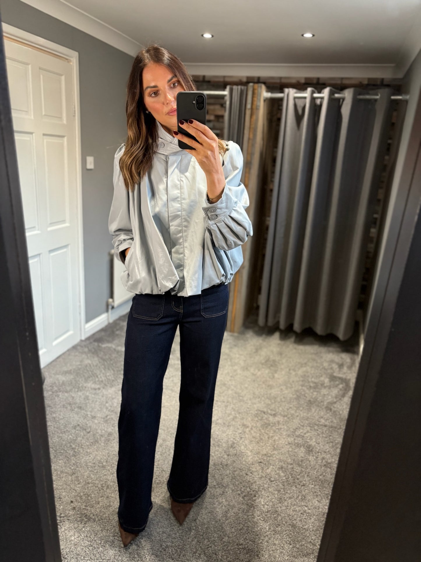 PU Bubble Hem Jacket