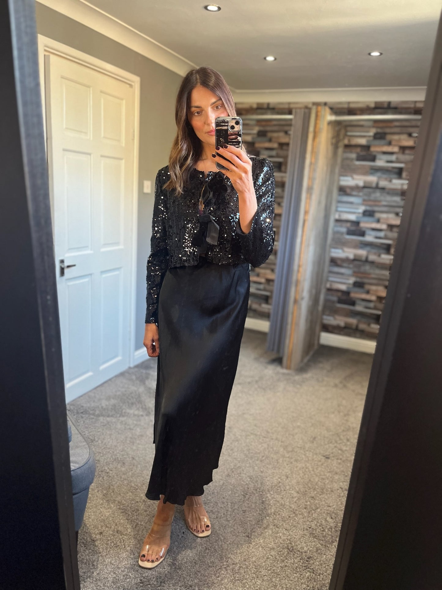 Sequin Bow Bolero - Black