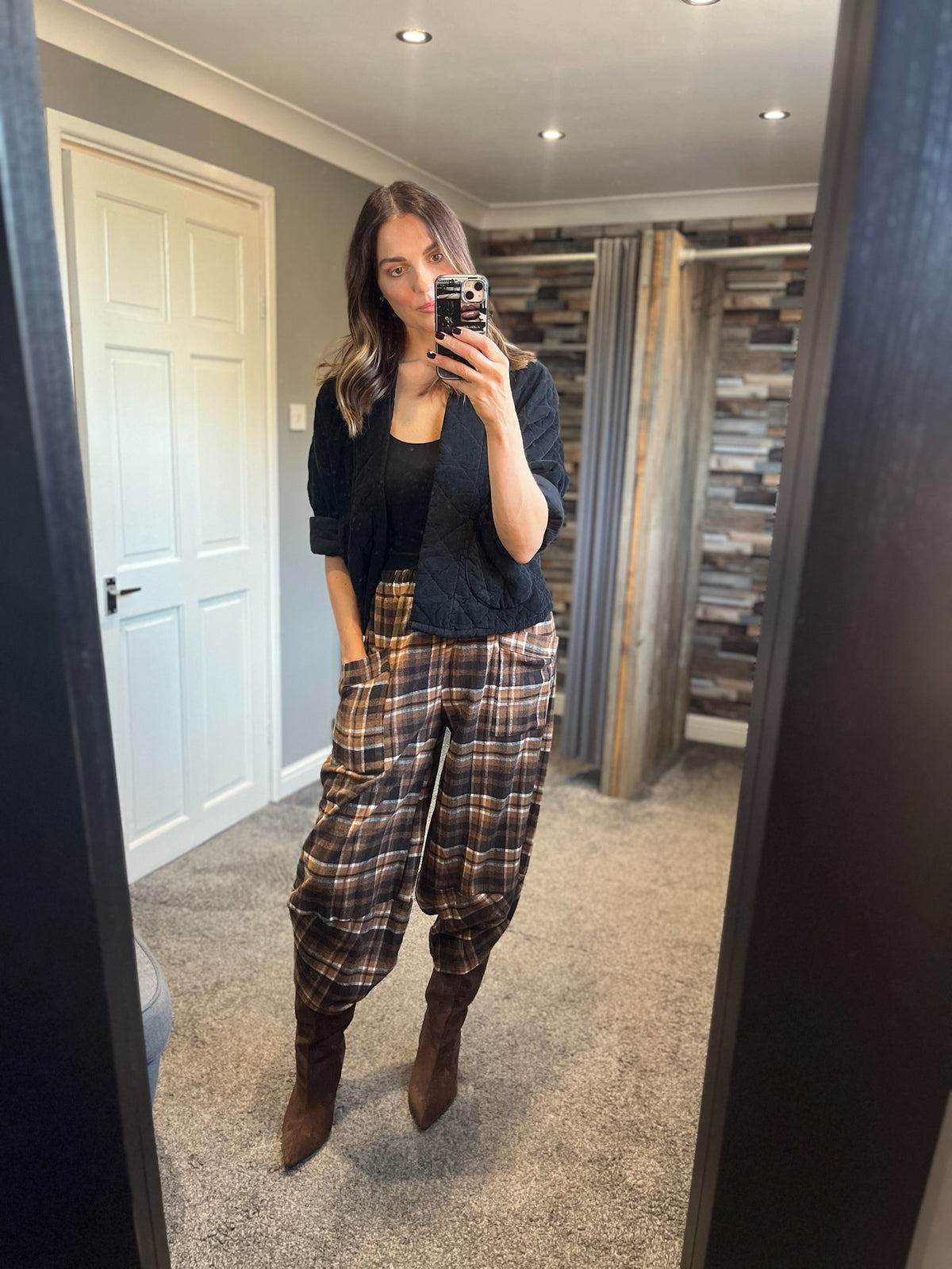 Checked Barrel Joggers