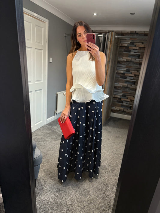 Wide Leg Belted Palazzo Trousers - Spotty