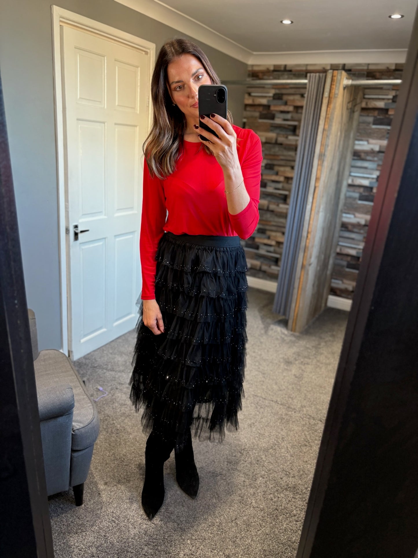 Diamanté Ruffle Net Skirt