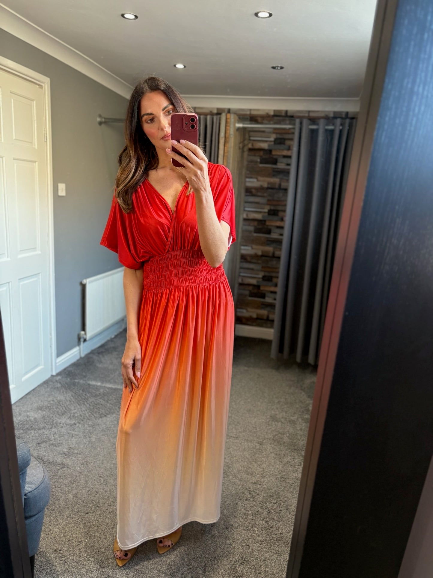 Ombre Crossover Slinky Maxi Dress