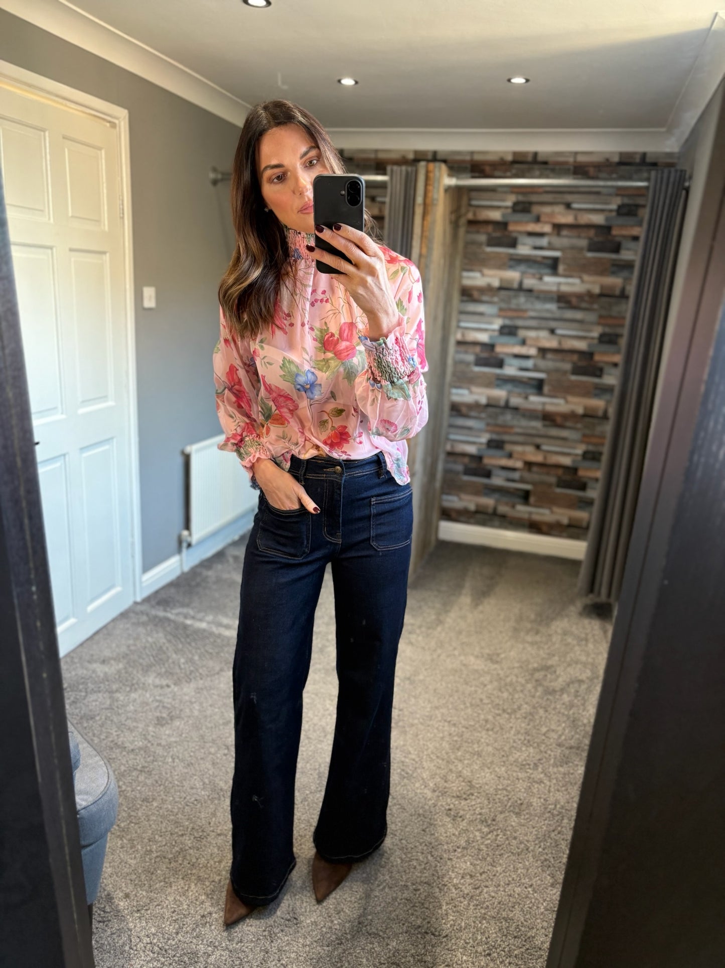 Floral Brights High Neck Blouse