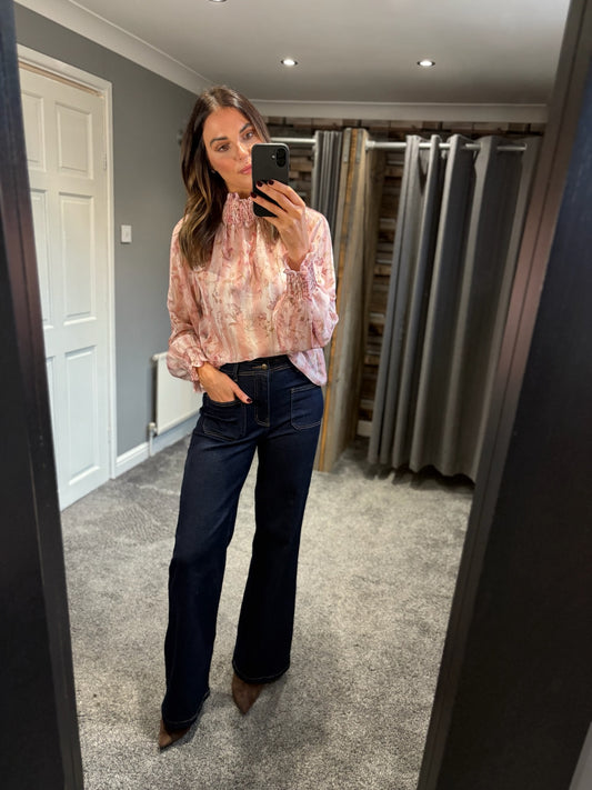 Floral High Neck Blouse