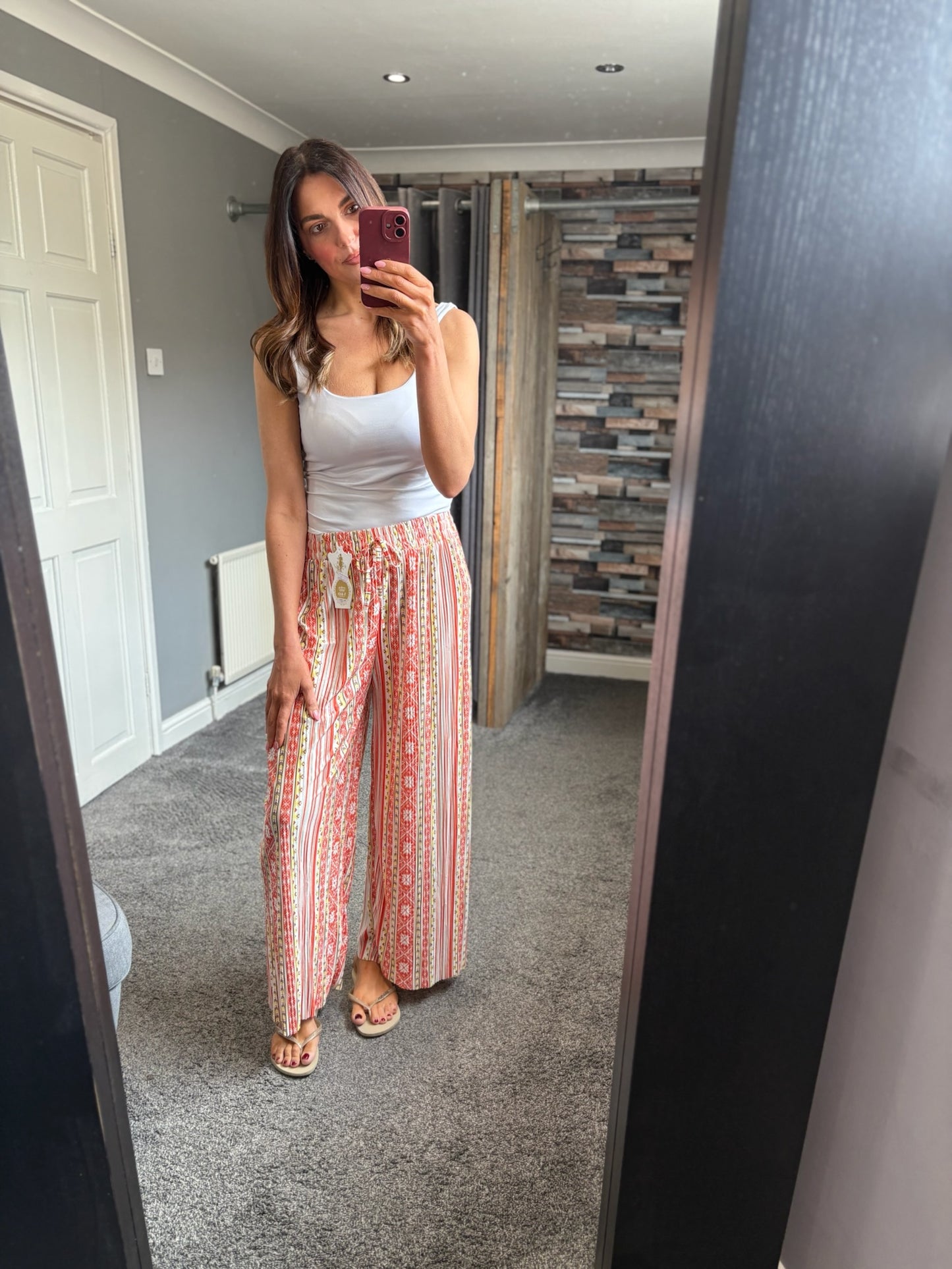 Wide Leg Trousers - Aztec Stripe