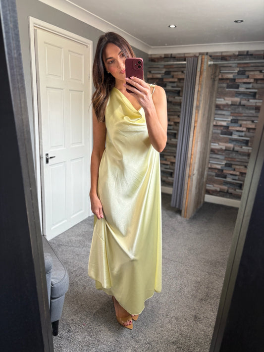 Satin Gold Buckle Dress
