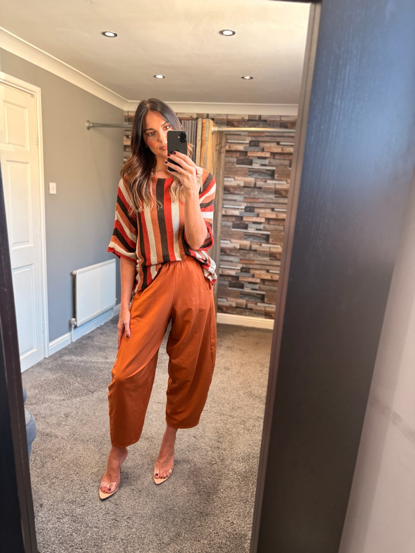 Stripe Fine Knit Drape Top