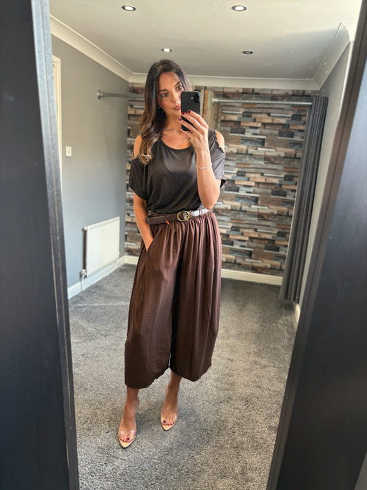 Belted Wide Leg Crop Trouser