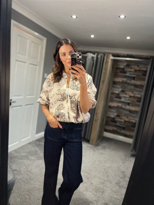 Animal Print Bomber Jacket