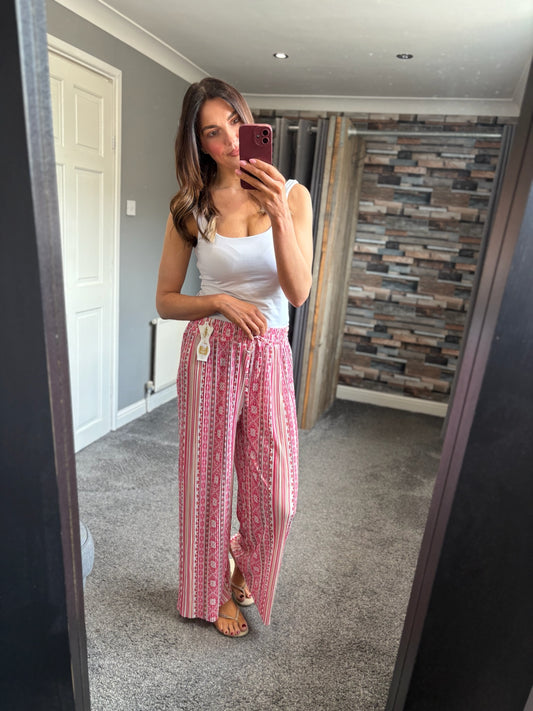 Wide Leg Trousers - Aztec Stripe