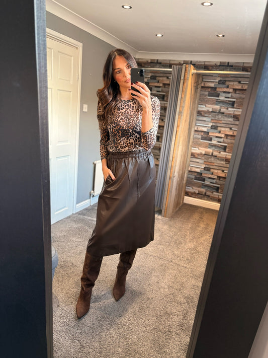 PU Midi Skirt