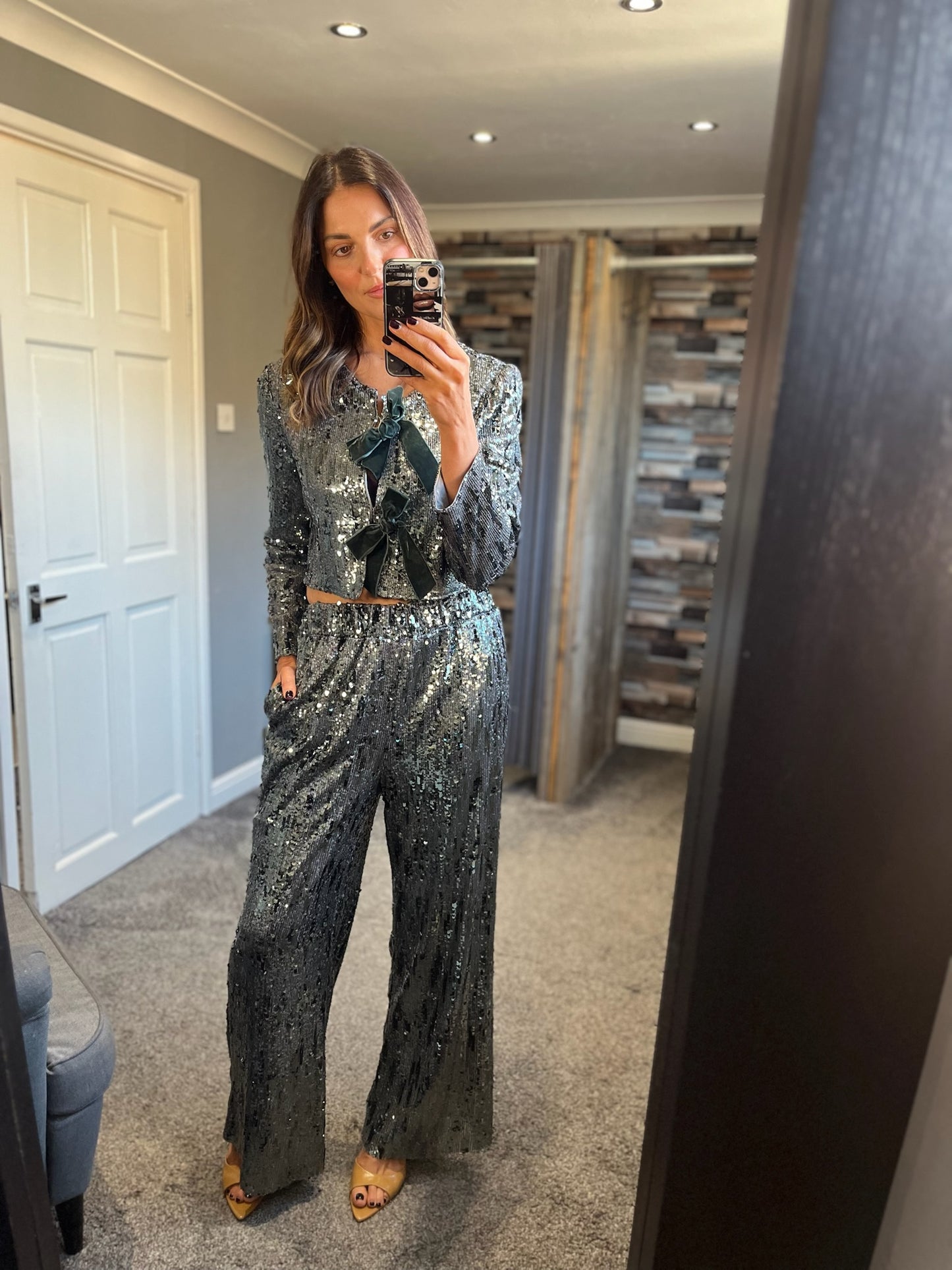 Sequin Bow Bolero - Gunmetal