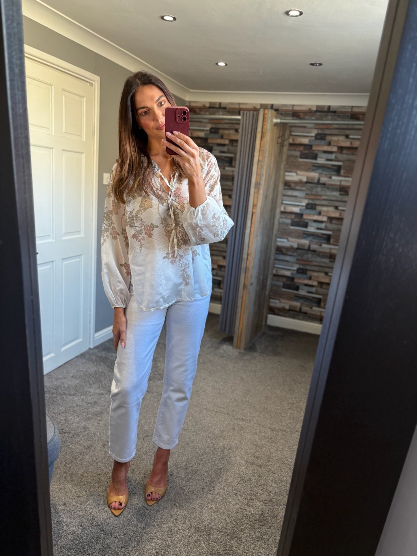 Sheer Floral Tie Shirt
