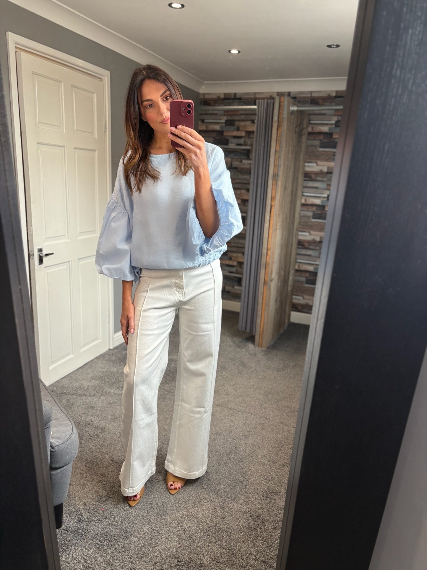 Linen Puff Sleeve Top