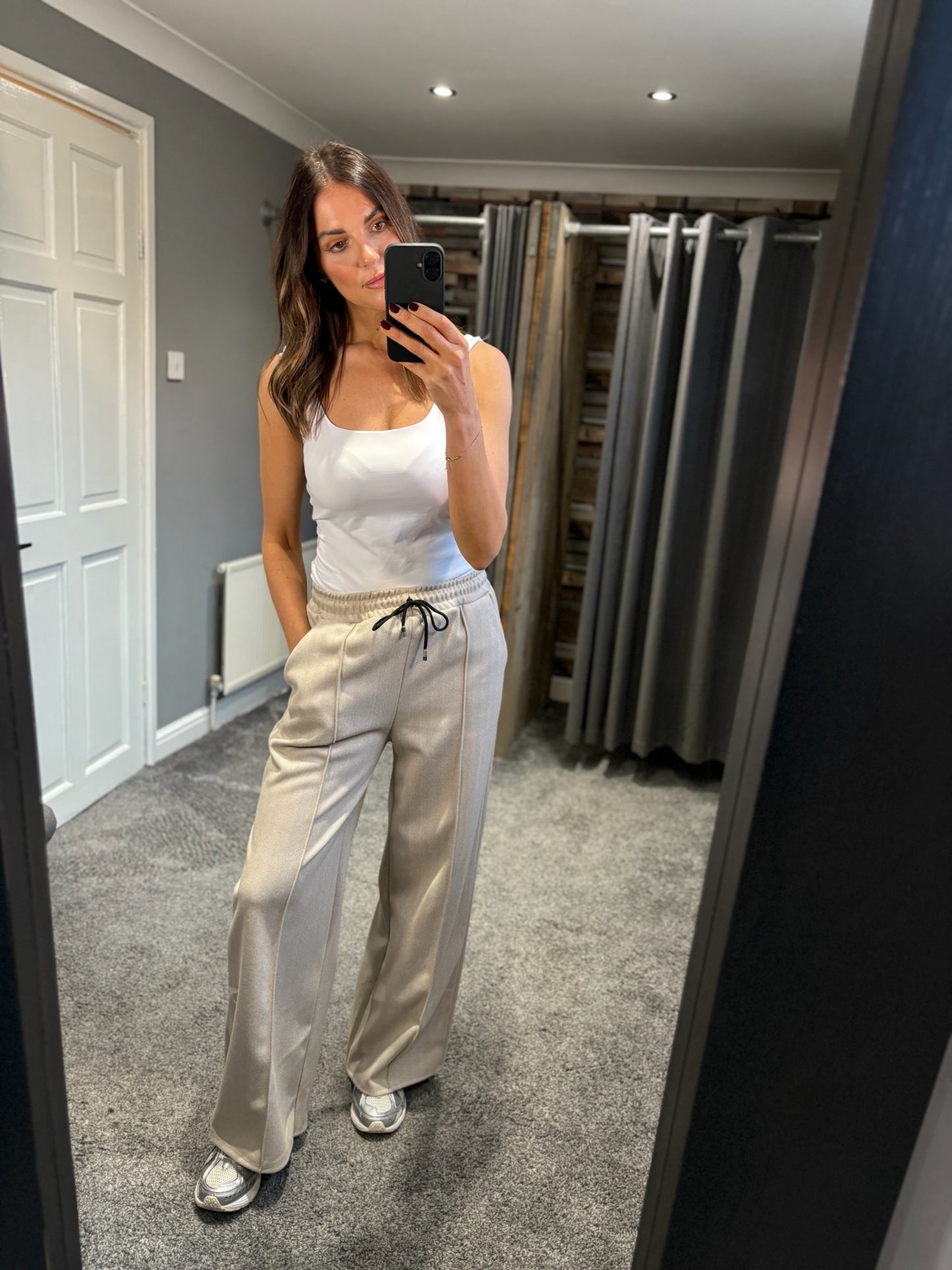 Herringbone Wide Leg Trousers