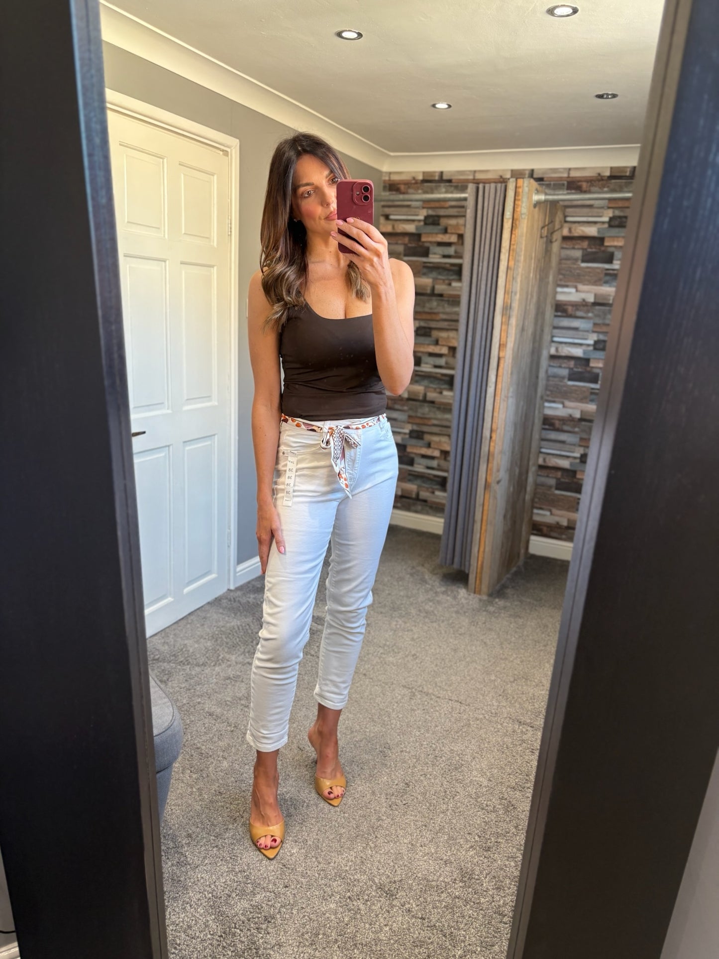 Scarf Mom Jeans - White
