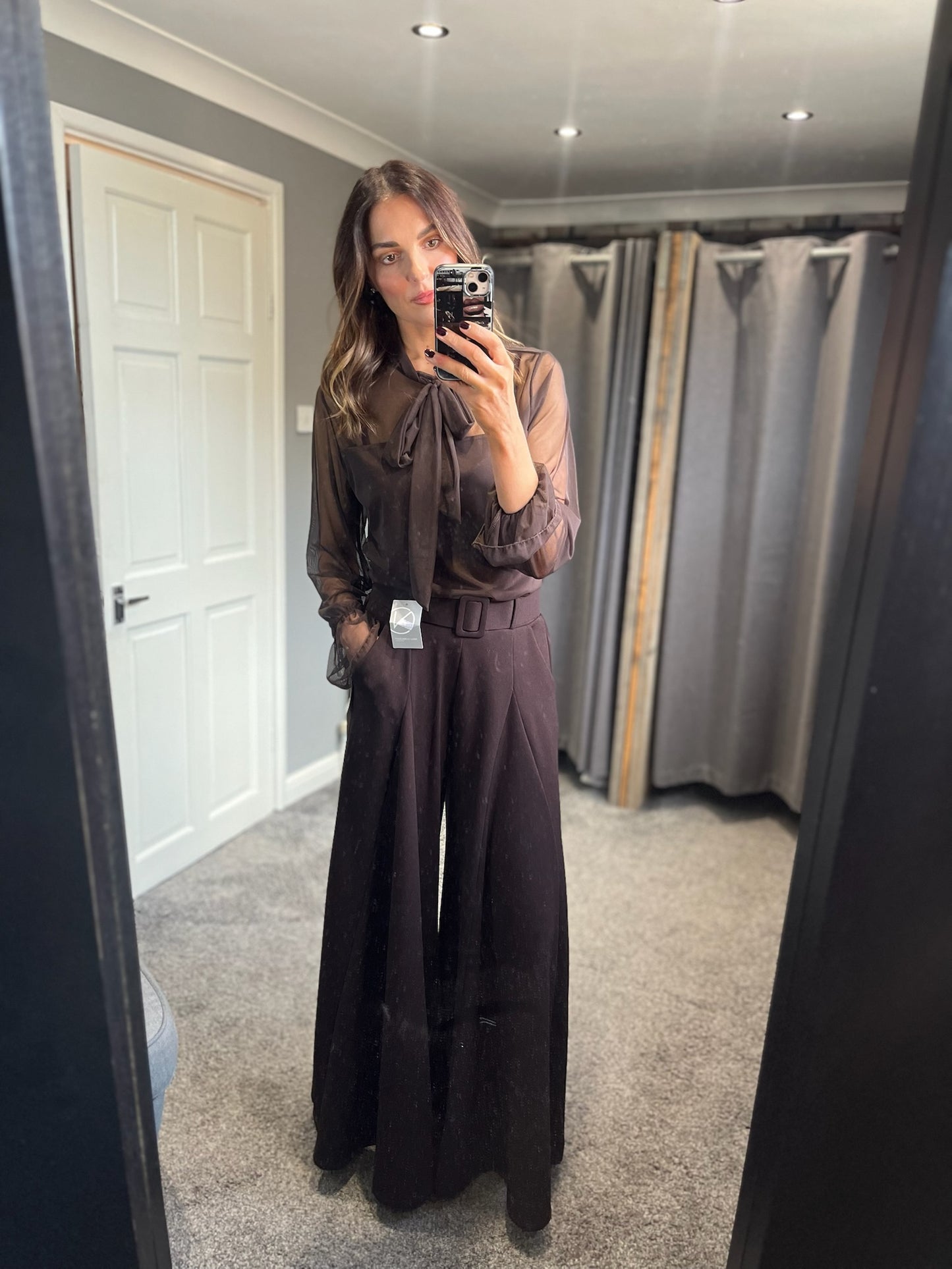 Wide Leg Belted Palazzo Trousers