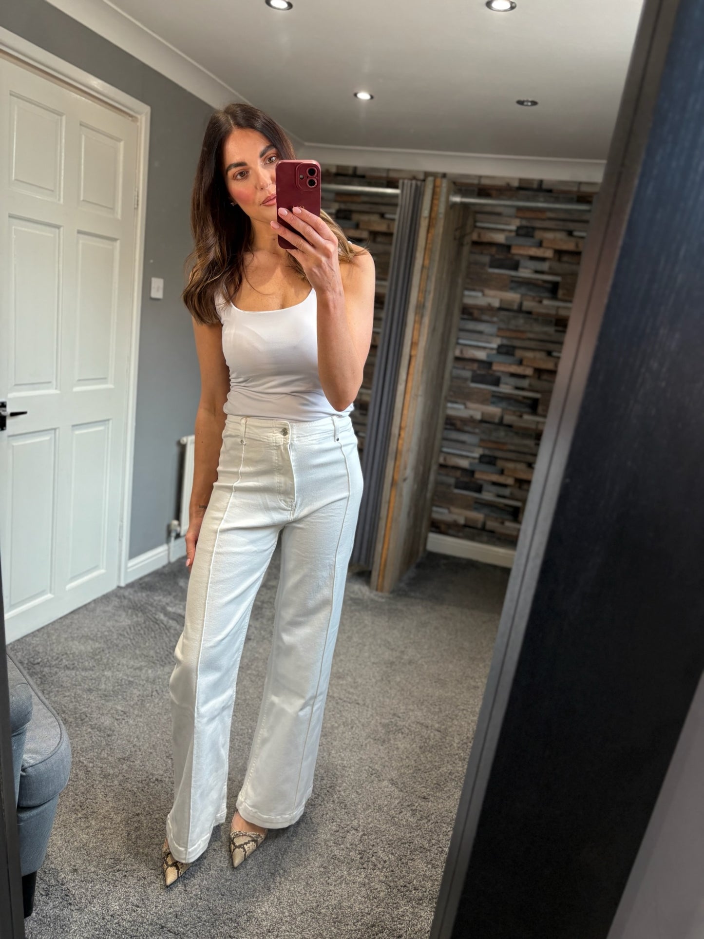 Seam Detail Wide Leg Jeans - White