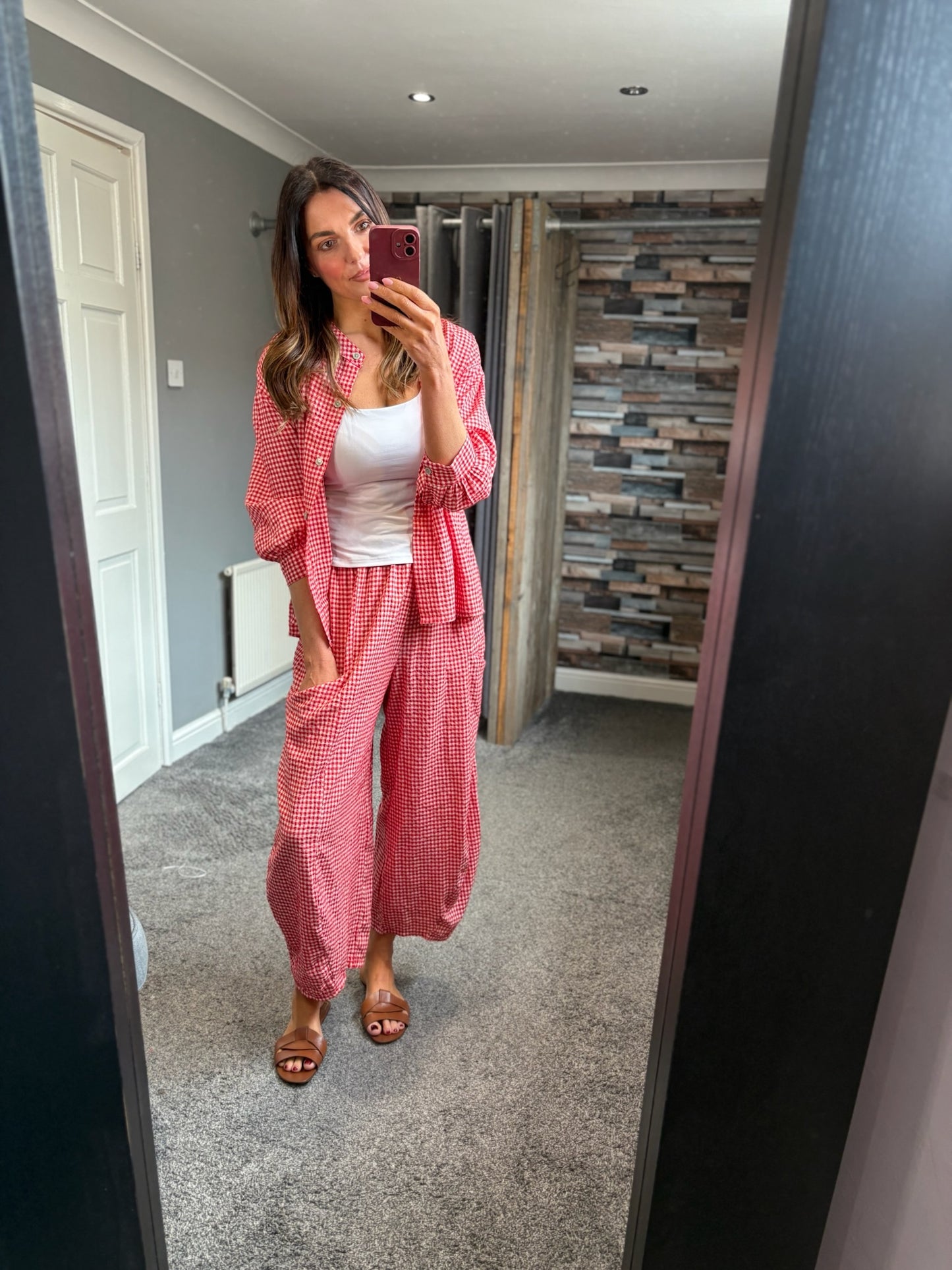 Gingham Barrel Trousers