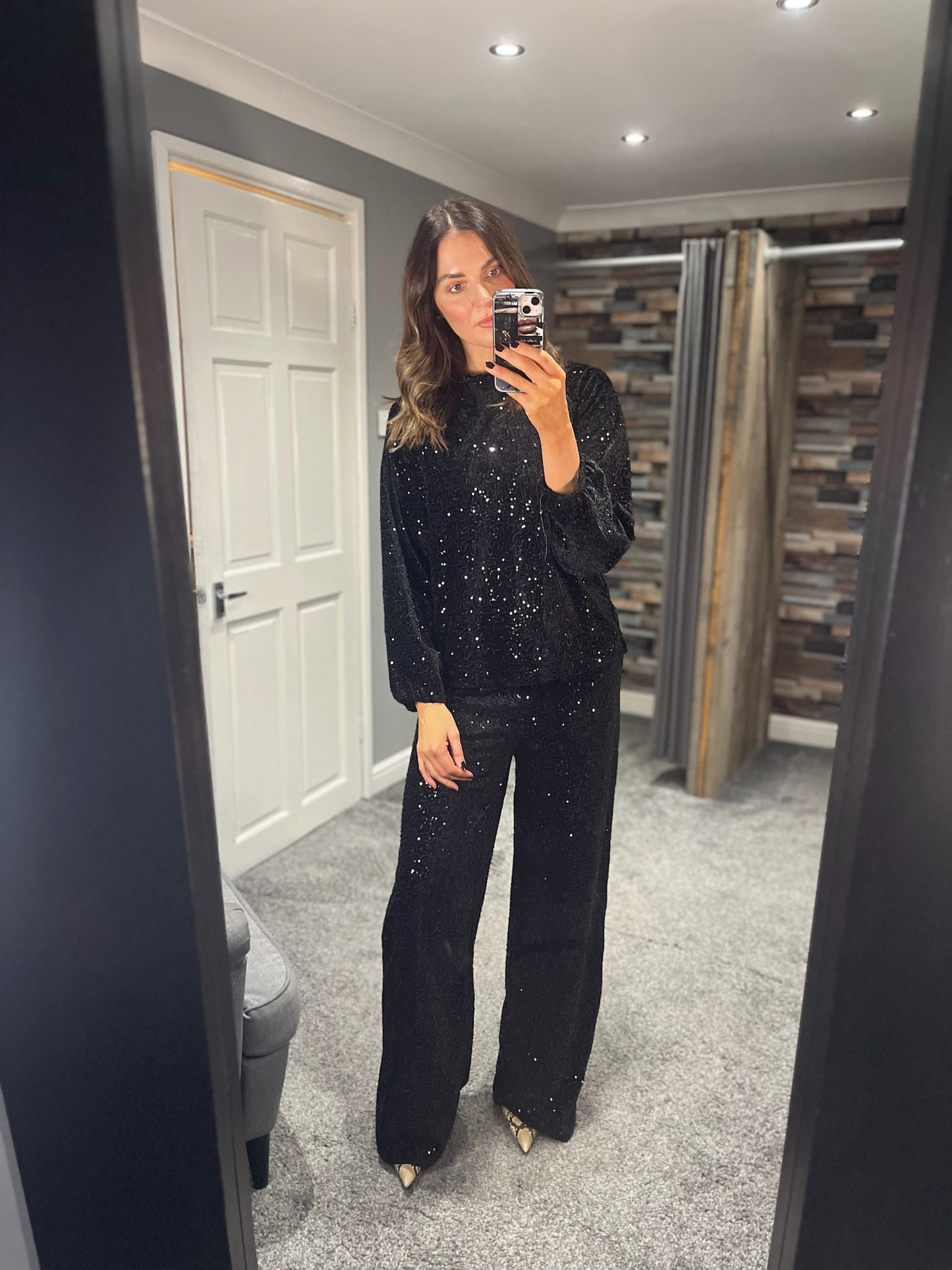 Sequin Wide Leg Trousers