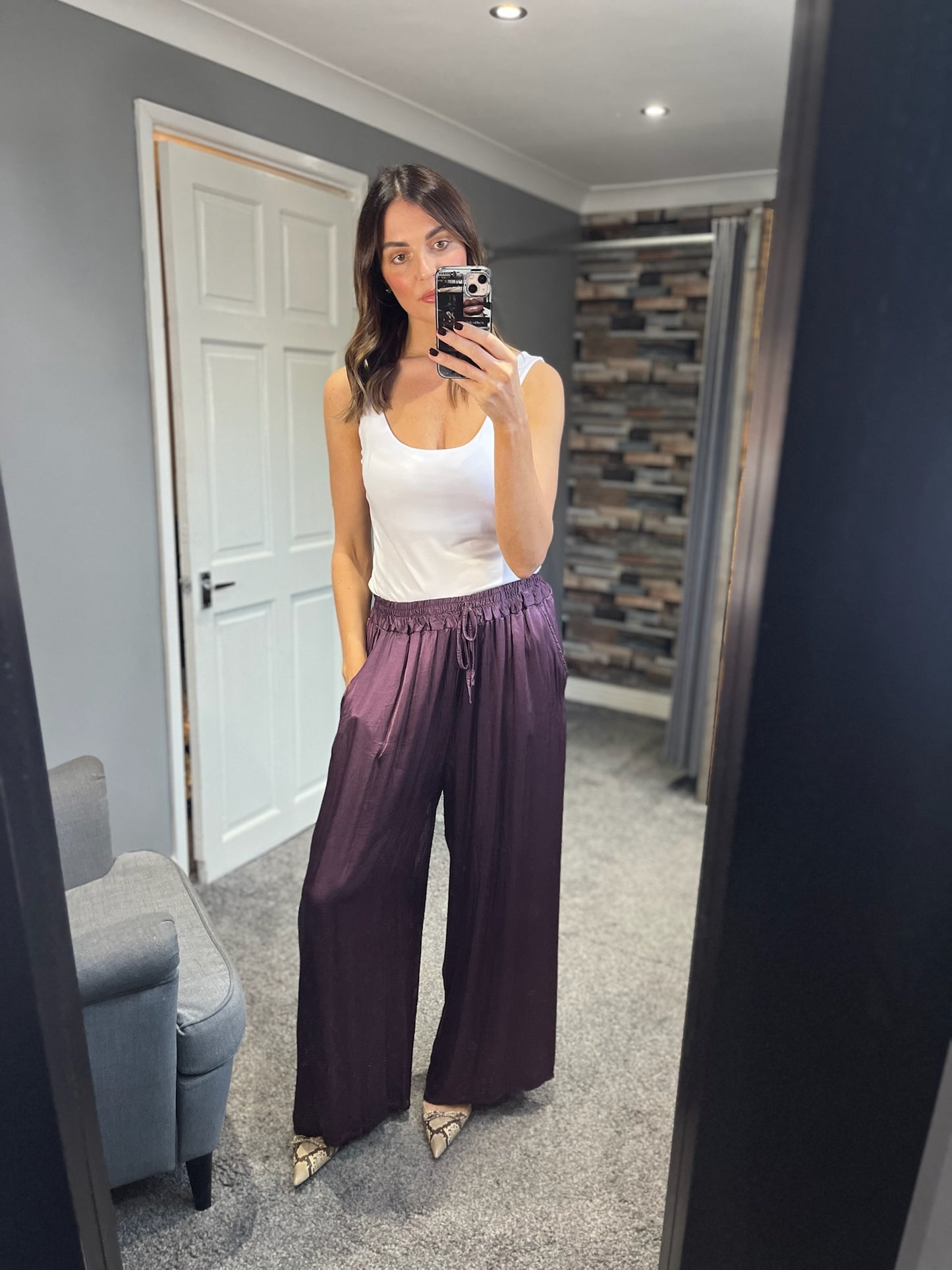 Satin Wide Leg Trousers
