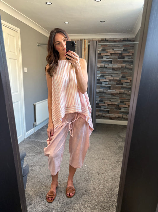 Linen Stripe Sleeveless Top