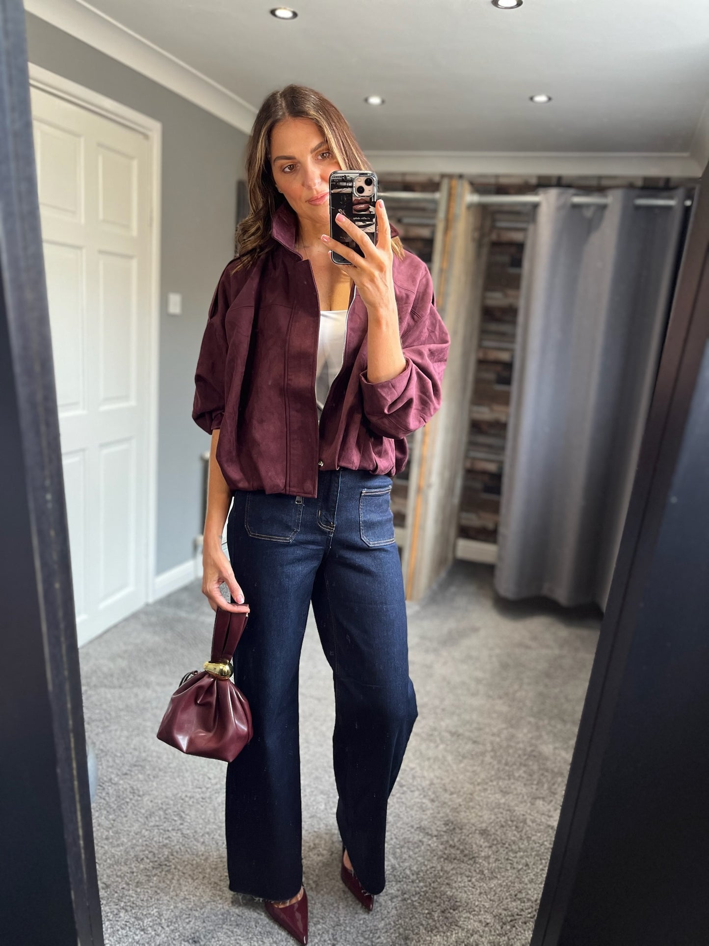 Zara inspired Suede Bubble Jacket - Plum