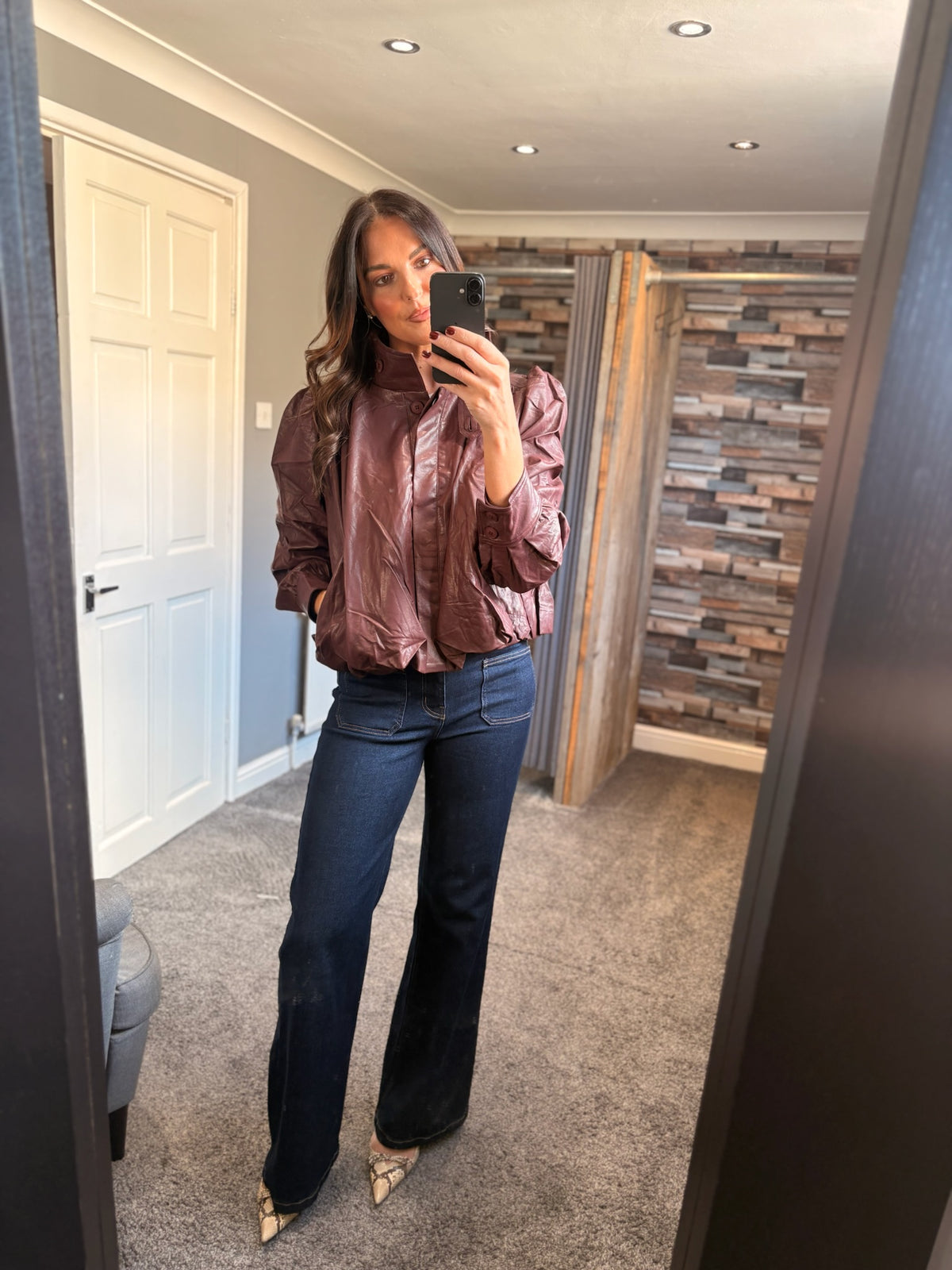 PU Bubble Hem Jacket