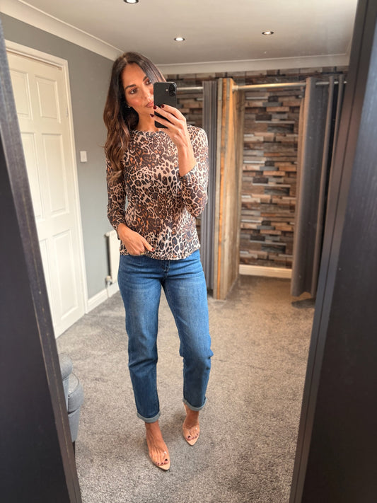 Leopard Mesh Top