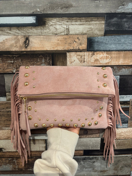 Suede Fringe Clutch