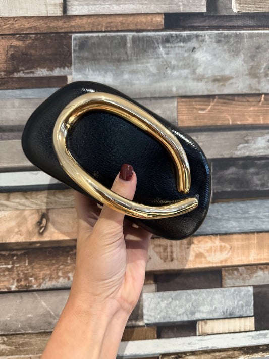 Gold Handle Clutch Bag
