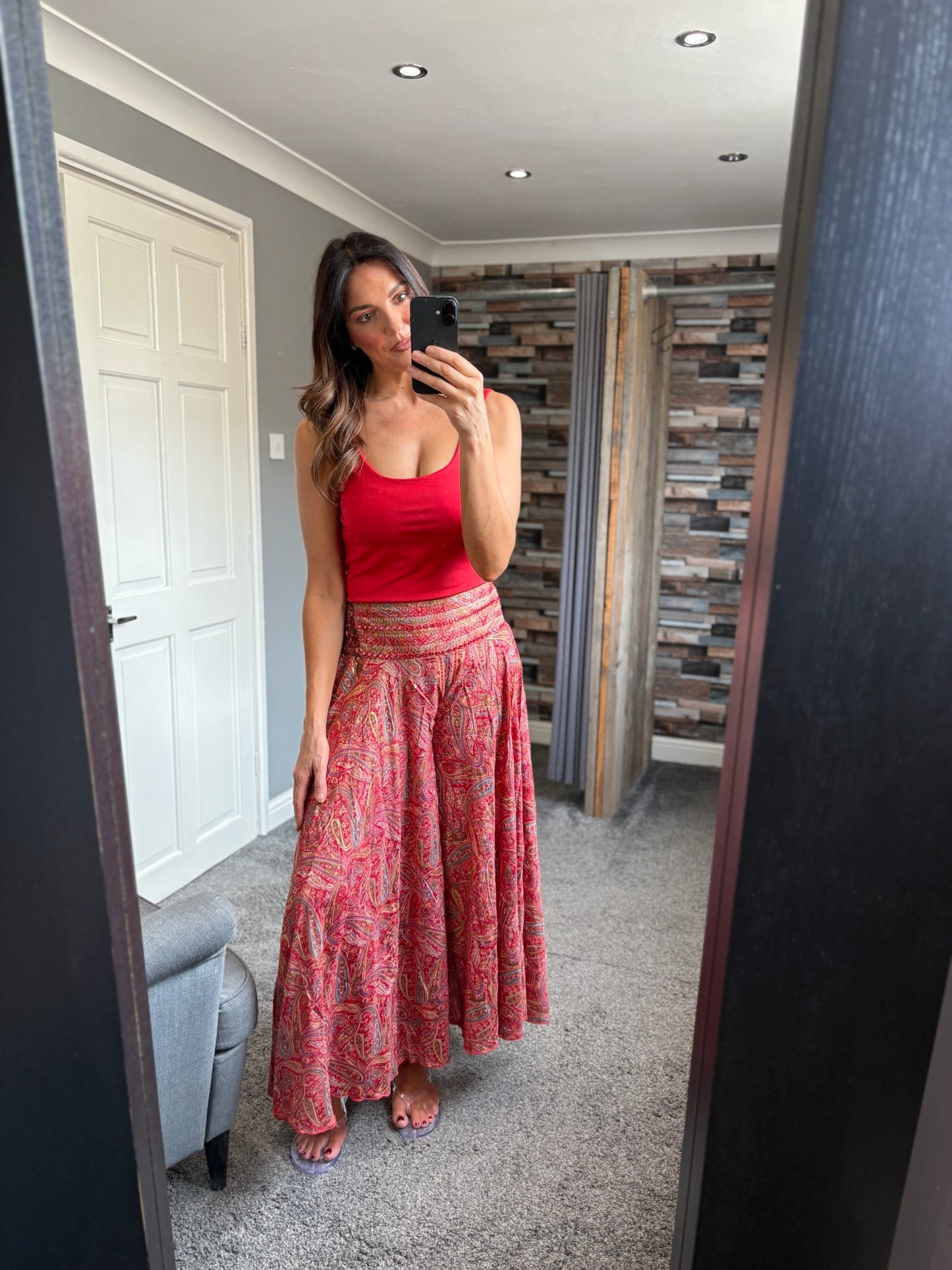 Silky Print Palazzo Trousers