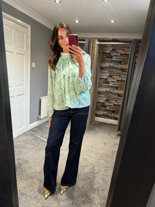 Spotty High Neck Blouse