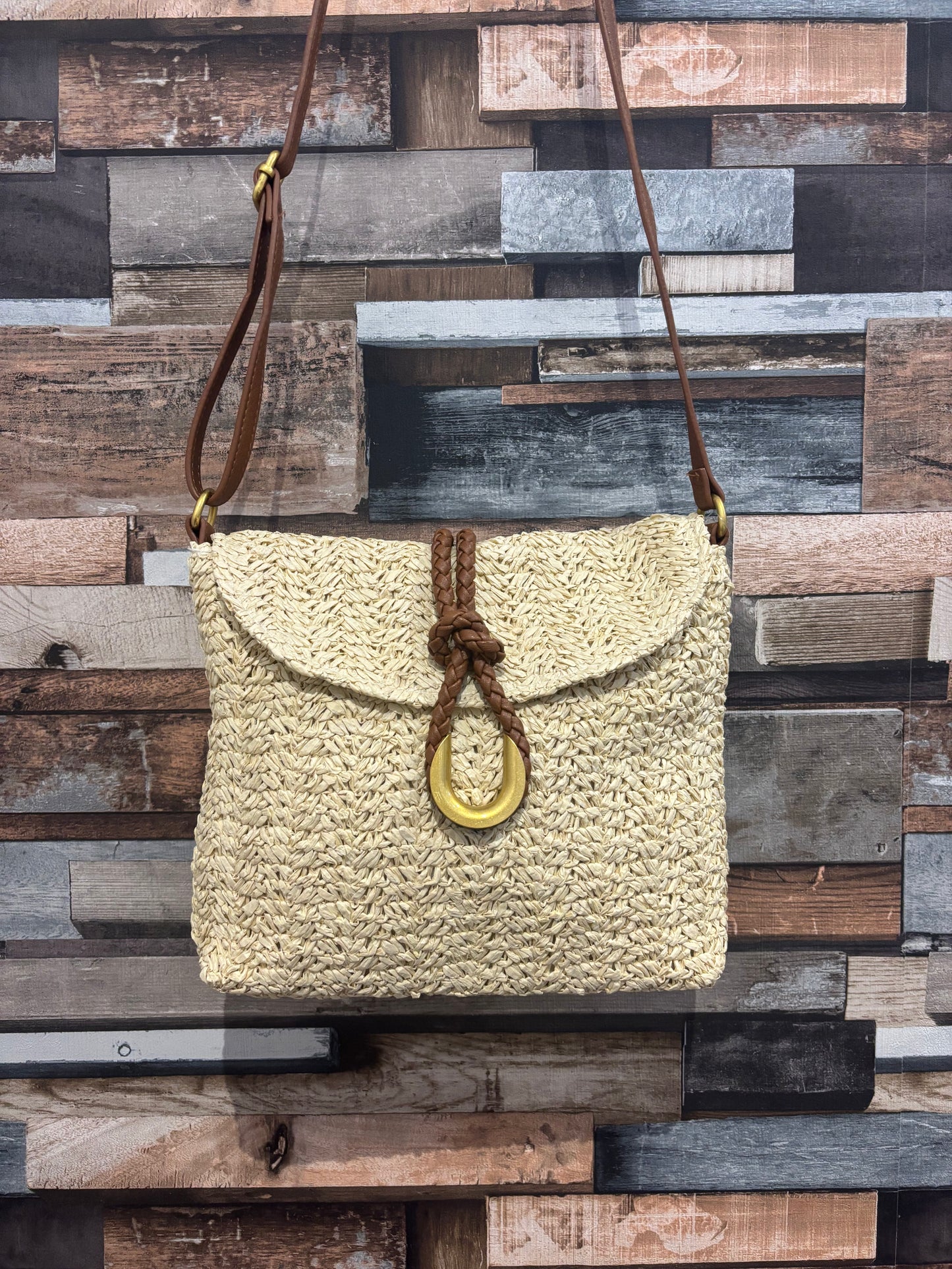 Woven ring detail crossbody bag