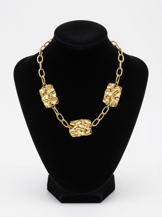D&X Molten Link gold plated stainless steel necklace