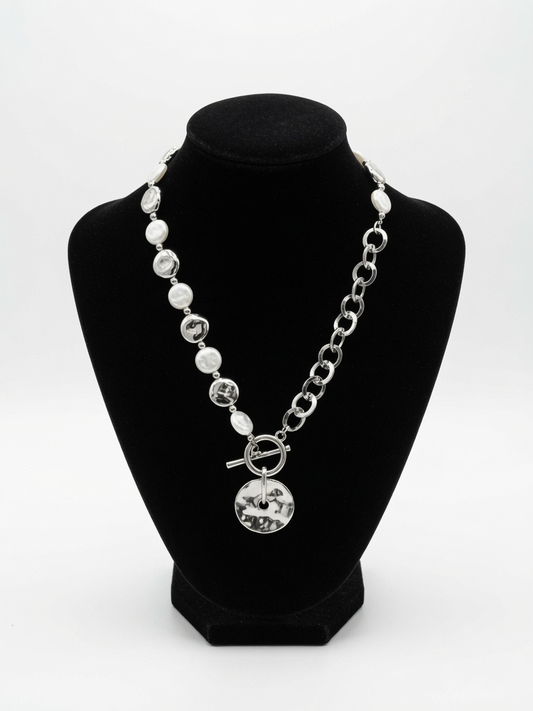 D&X Pearl Disc Necklace