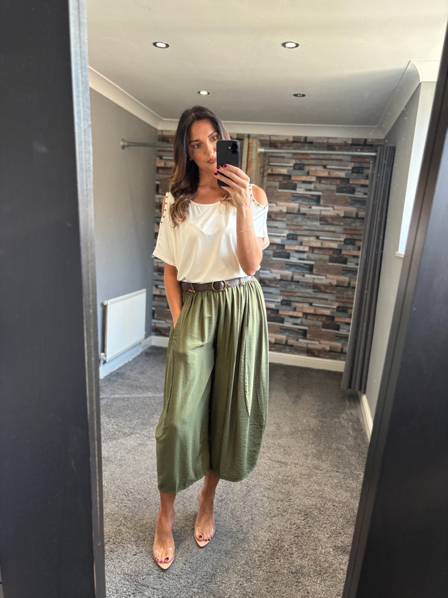 Belted Wide Leg Crop Trouser