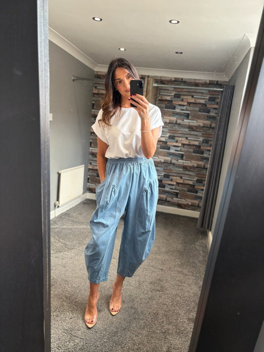 Denim Barrel Leg Trouser