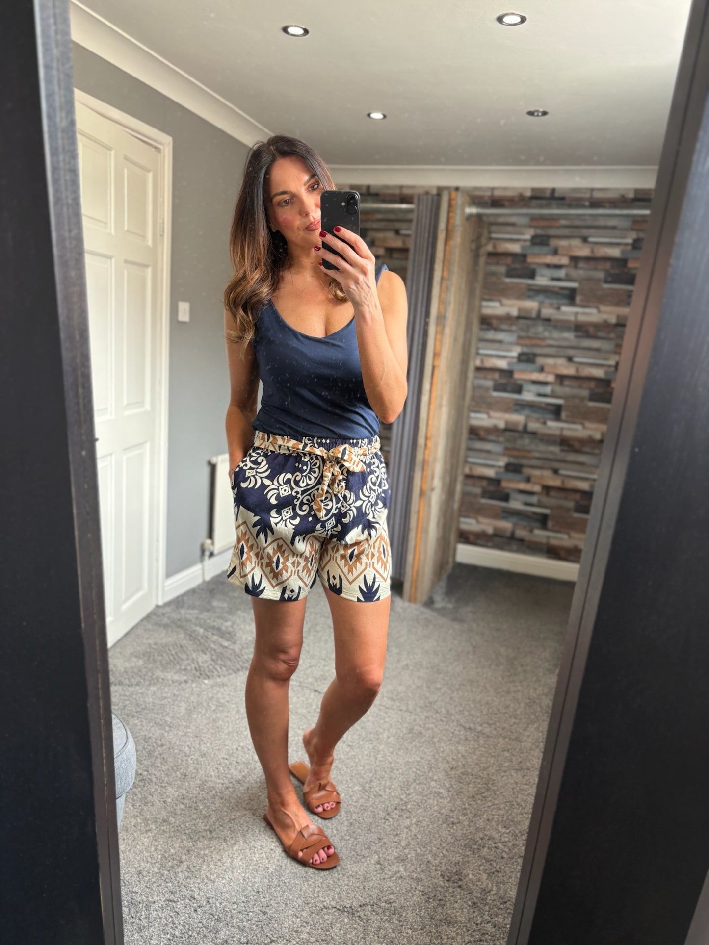Aztec Tie Detail Shorts