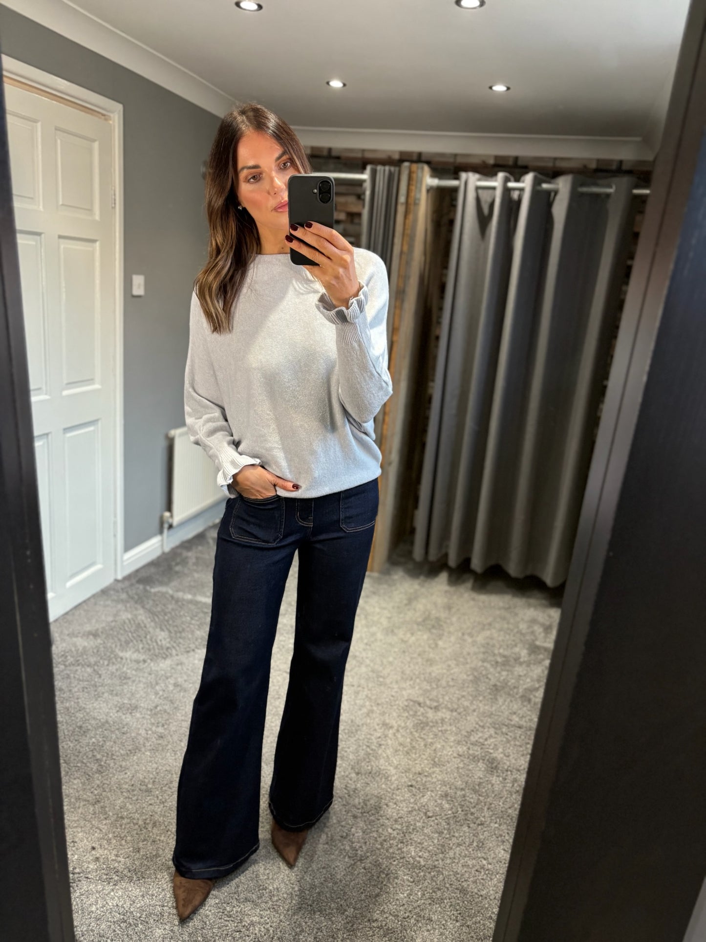 Frill Sleeve Drape Jumper