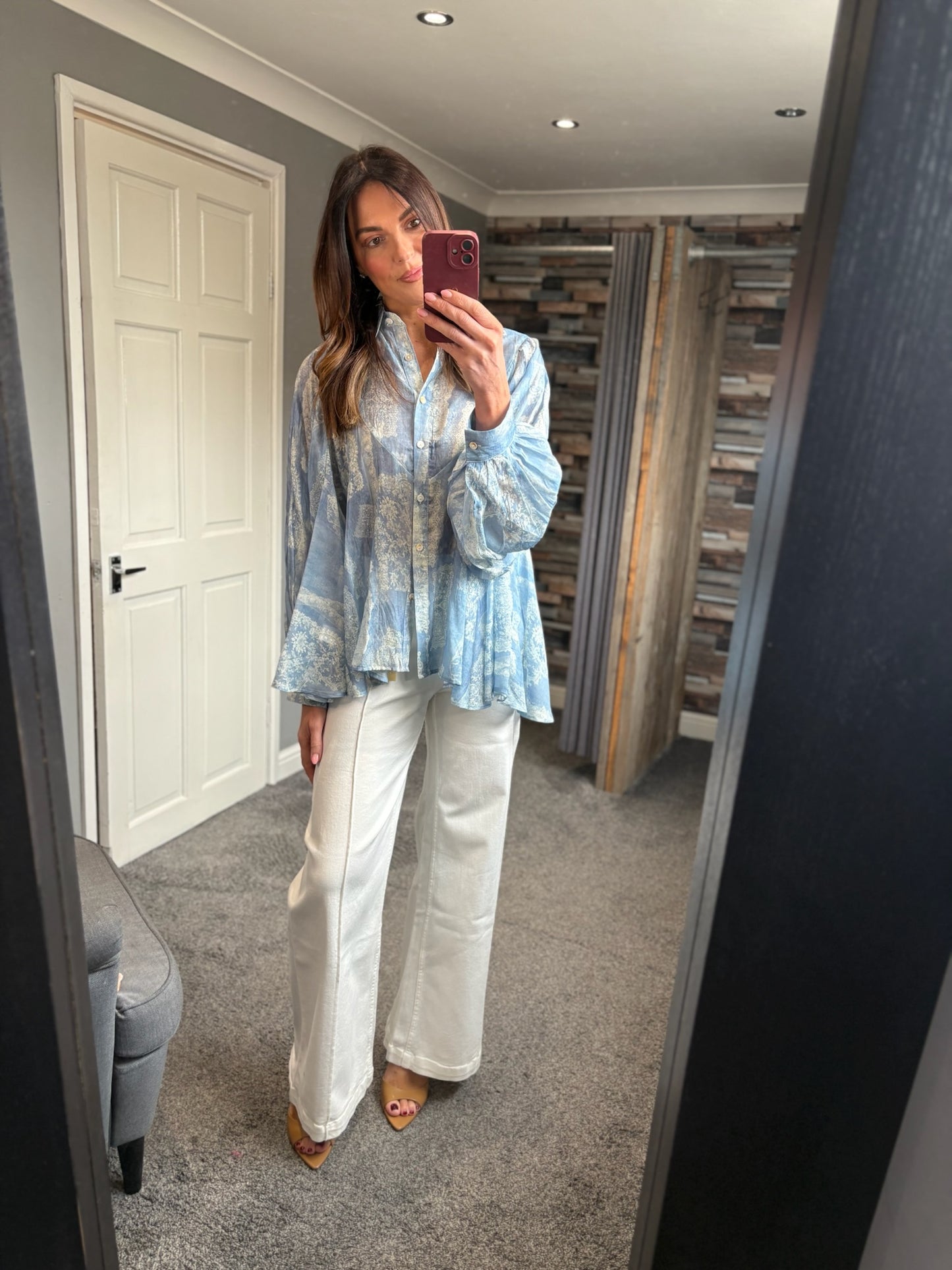 Pattern Flowy Shirt - Blue