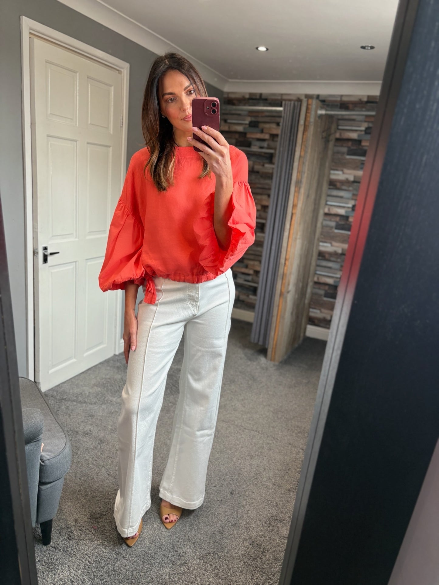 Linen Puff Sleeve Top