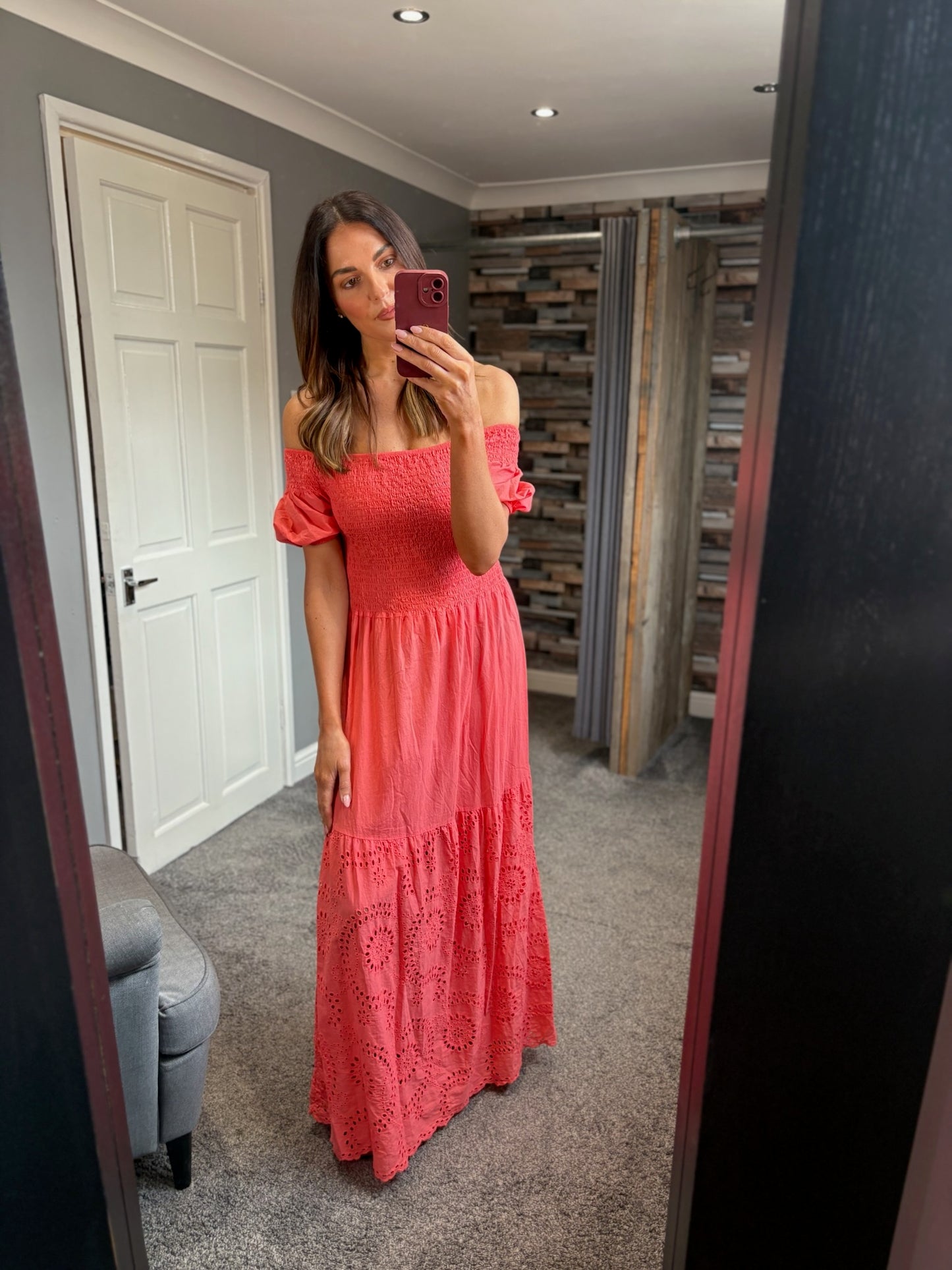 Bardot Shirred Dress