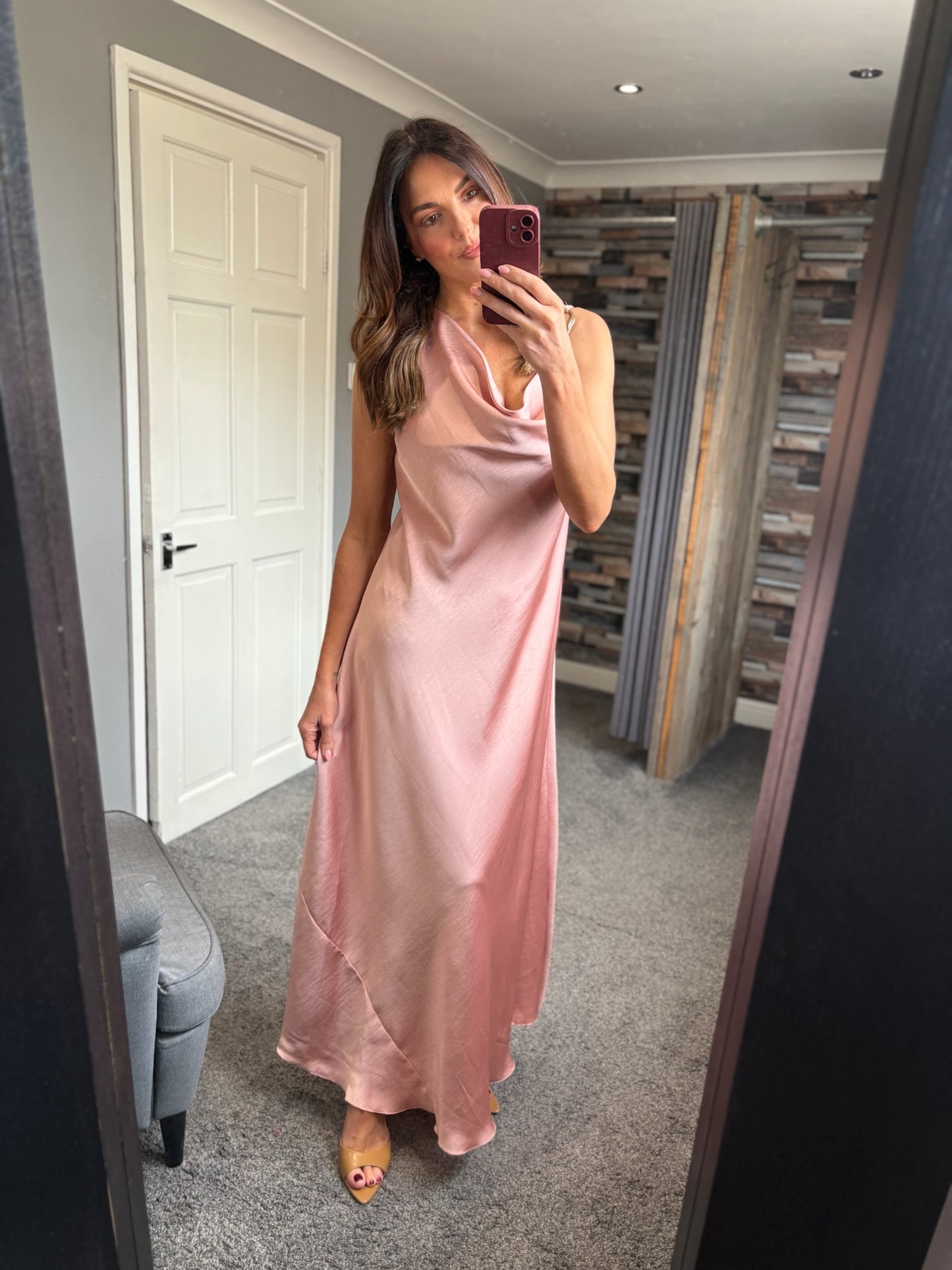 Satin Gold Buckle Dress