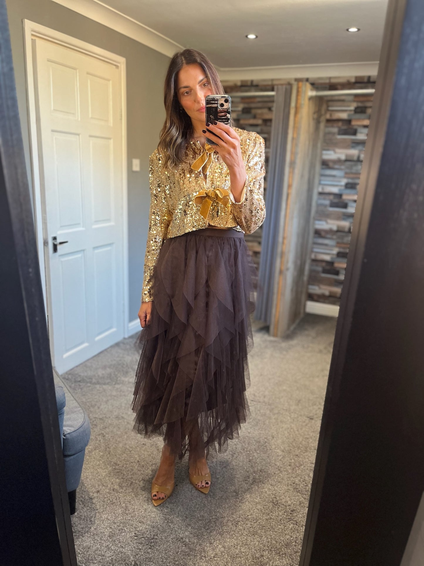 Sequin Bow Bolero - Gold