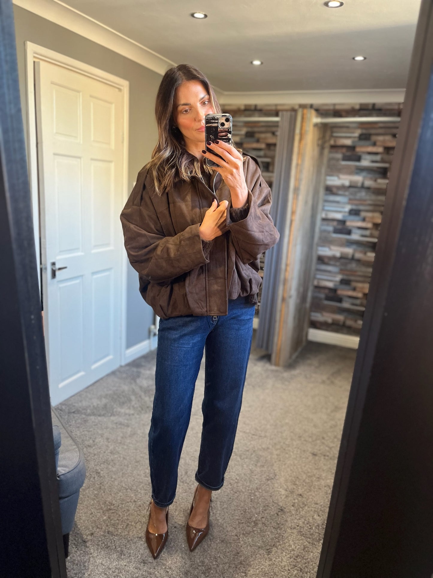 Zara inspired Suede Bubble Jacket - Chocolate