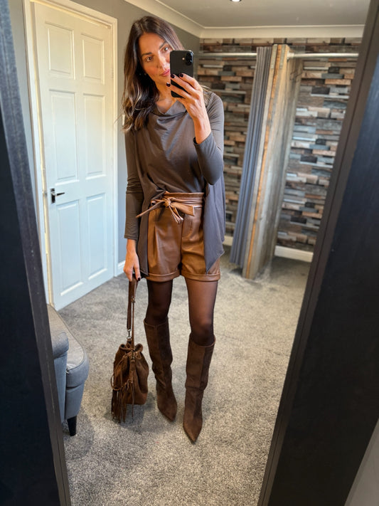 Jersey Cowl Neck Layering Top